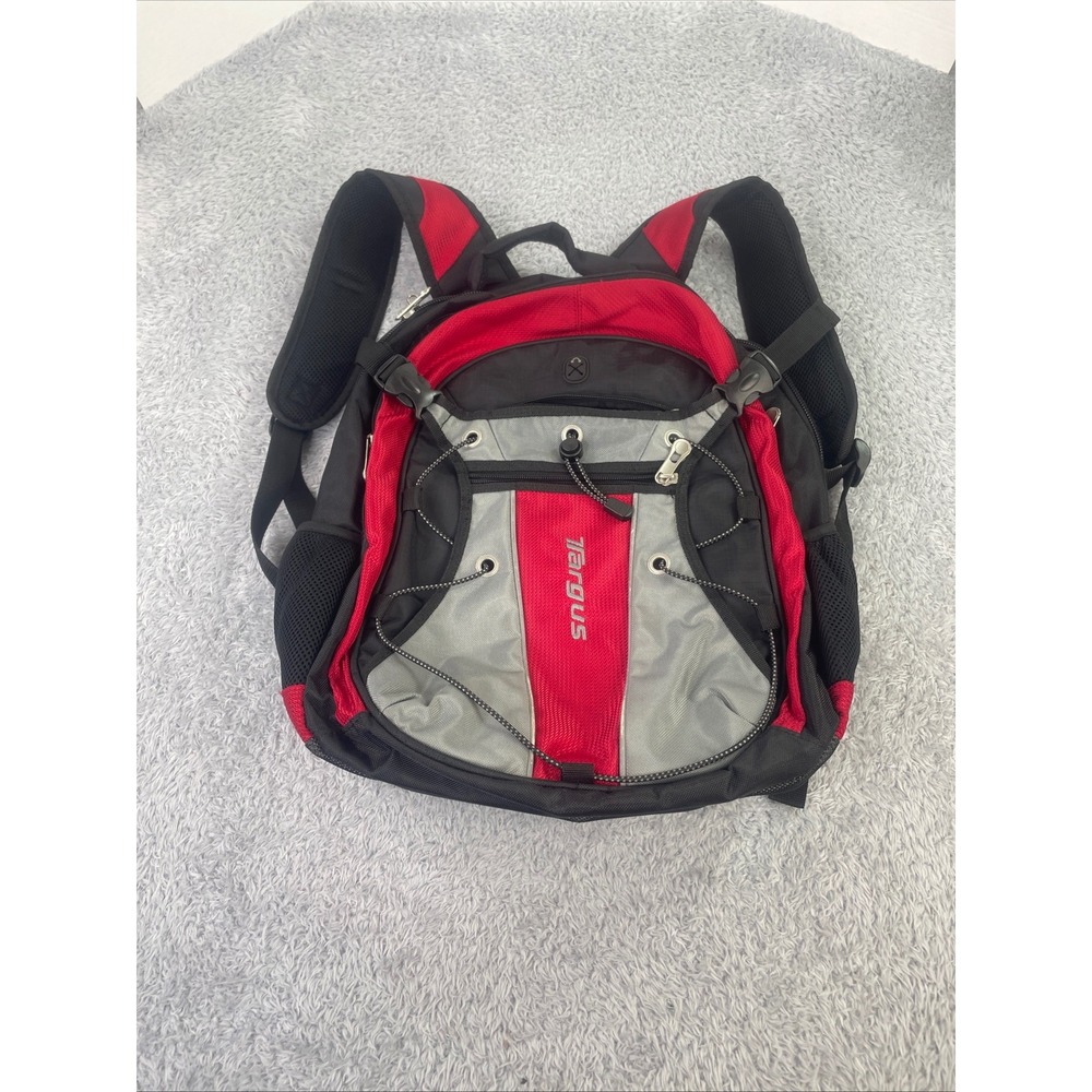 Targus League Laptop Backpack Unisex OS Red Black Gray 15.4 Inch Padded Tech Bag